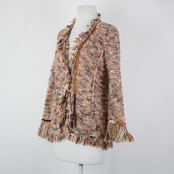 Angel Of The North Sz L Red Yellow Multicolor Poly Acrylic Cardigan Sweater - Picture 8 of 16